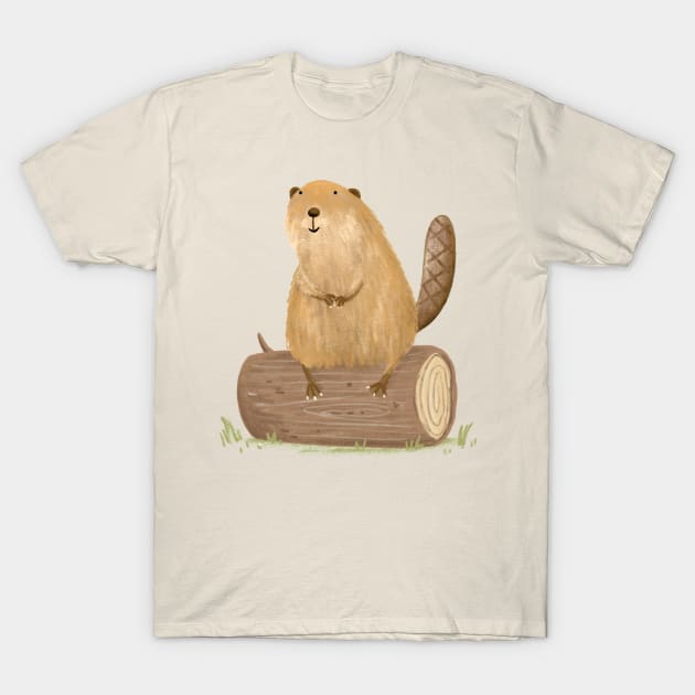 Beaver on a Log T-Shirt by Sophie Corrigan